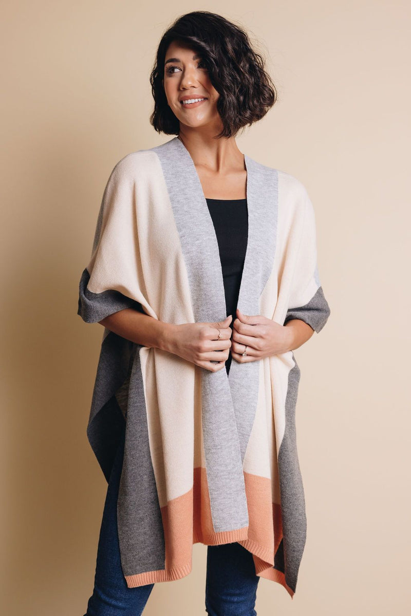 Fashionably Late Colorblock Poncho