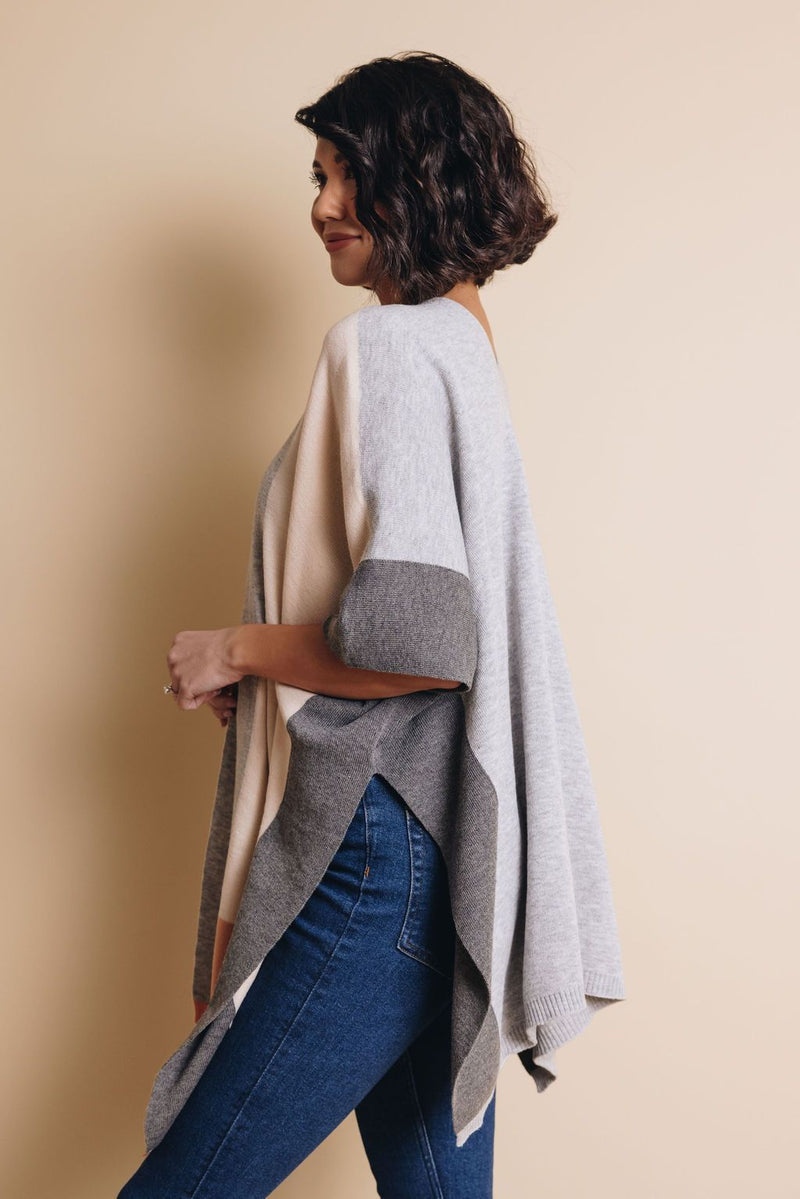 Fashionably Late Colorblock Poncho