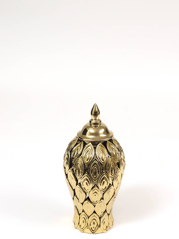 Gold Petal Textured Ginger Jar Small 14"Heart