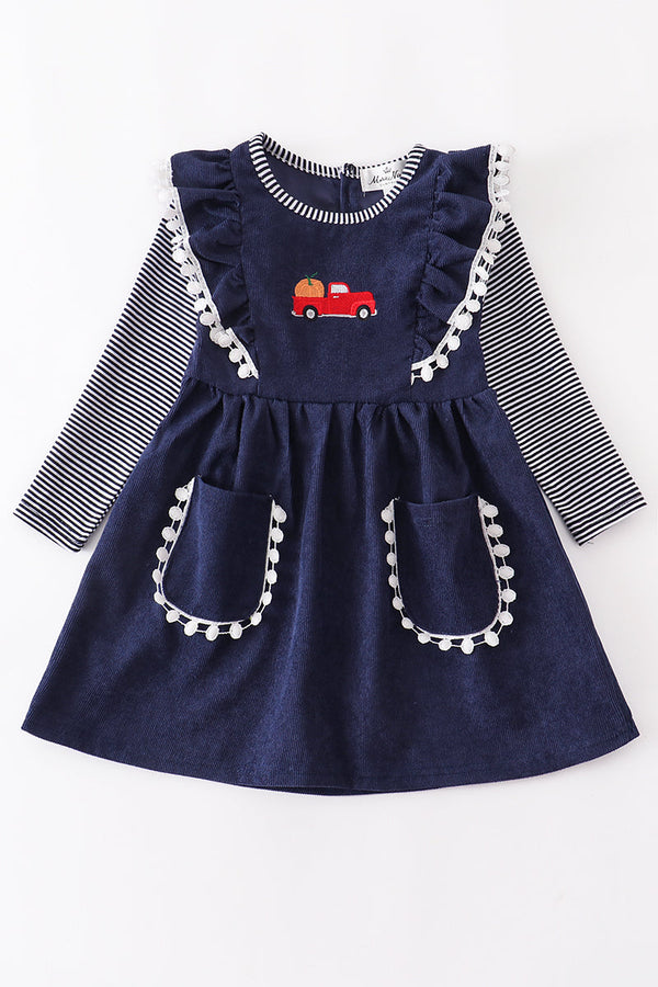 Navy corduroy Pumpkin 2 pcs truck  dress