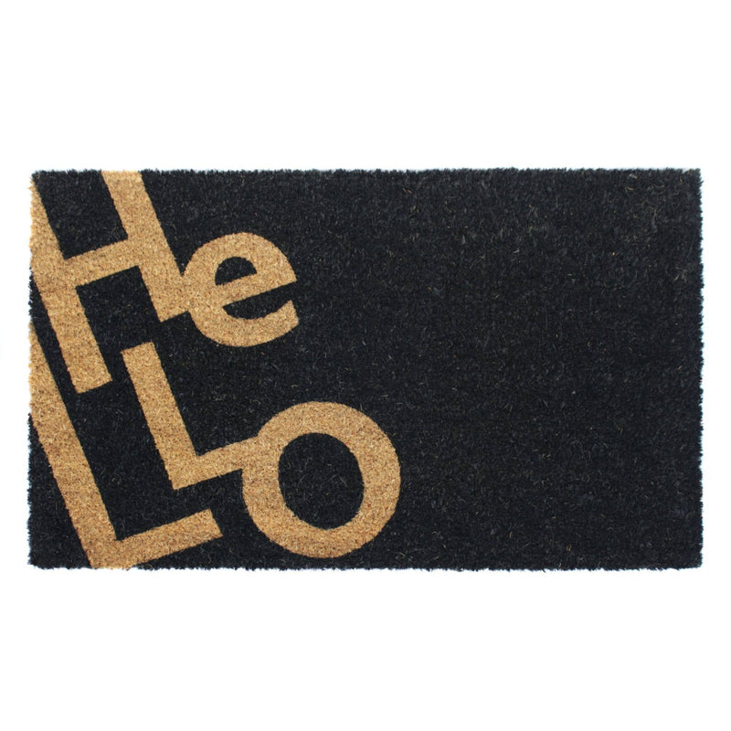 RugSmith Black Zigzag Hello Doormat, 18" x 30"Heart