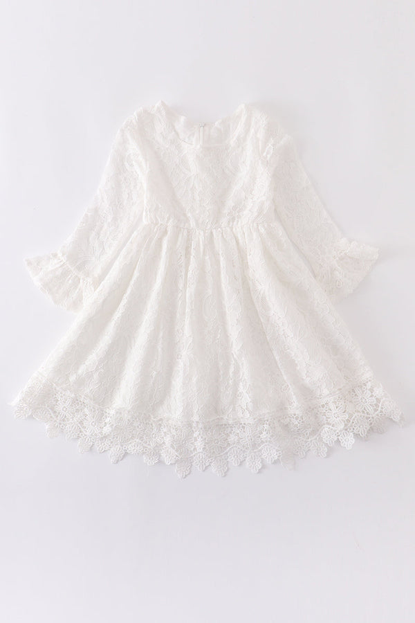 White lace ruffle dress