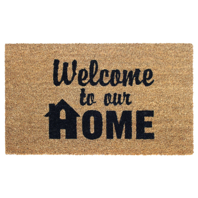 RugSmith Black Welcome to Our Home Doormat, 18" x 30"Heart