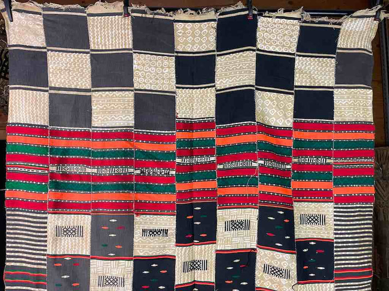 XL Fulani Peulh African Colorful Mudcloth Textile | 90 x 43"Heart