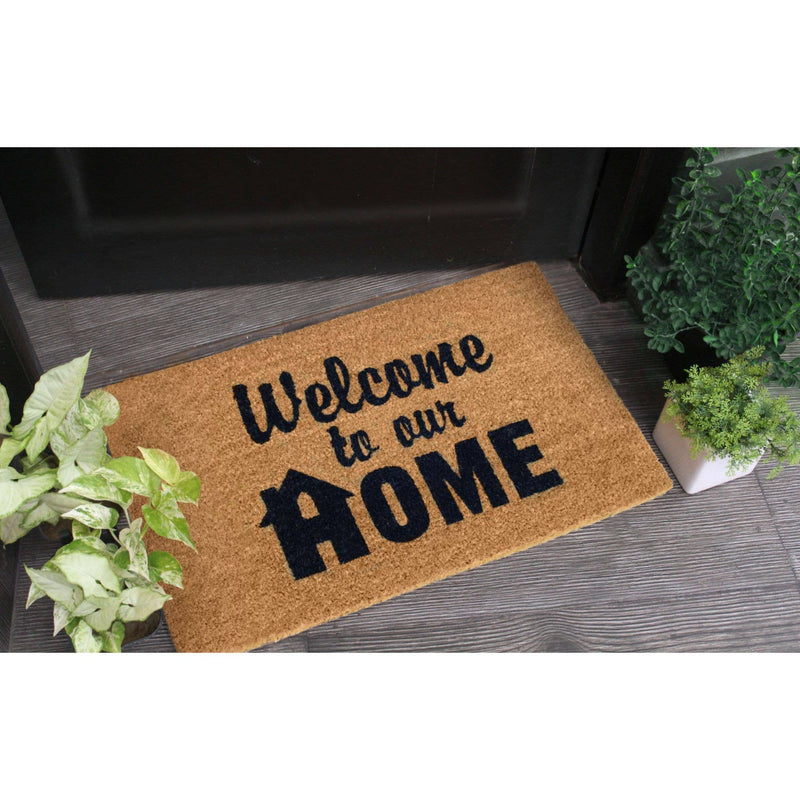 RugSmith Black Welcome to Our Home Doormat, 18" x 30"Heart