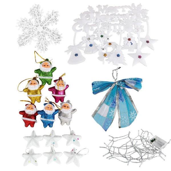 1 Set Christmas Xmas Word Plate Bowknot LED Light Snowflake Star Santa Decor Kit - Combination 2