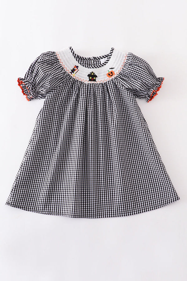 Halloween smocked plaid dress