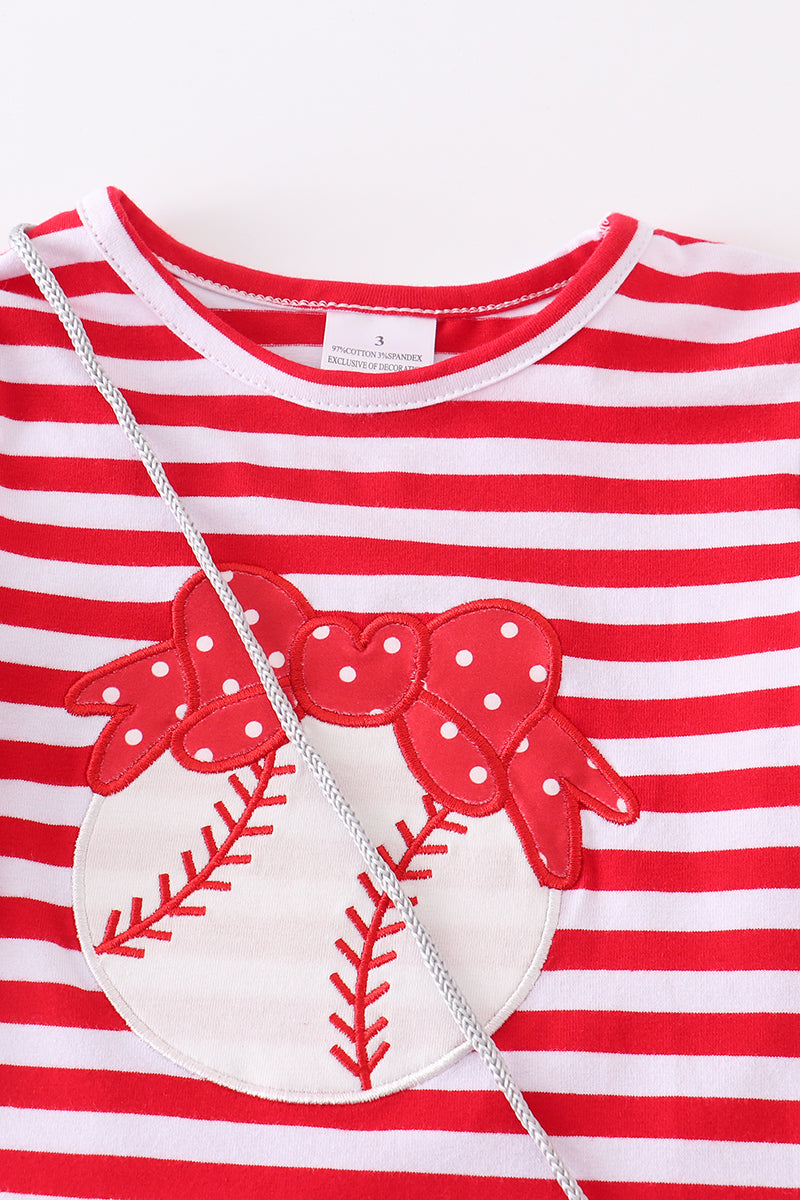 Red stripe baseball dress 3piece set bag and socks included