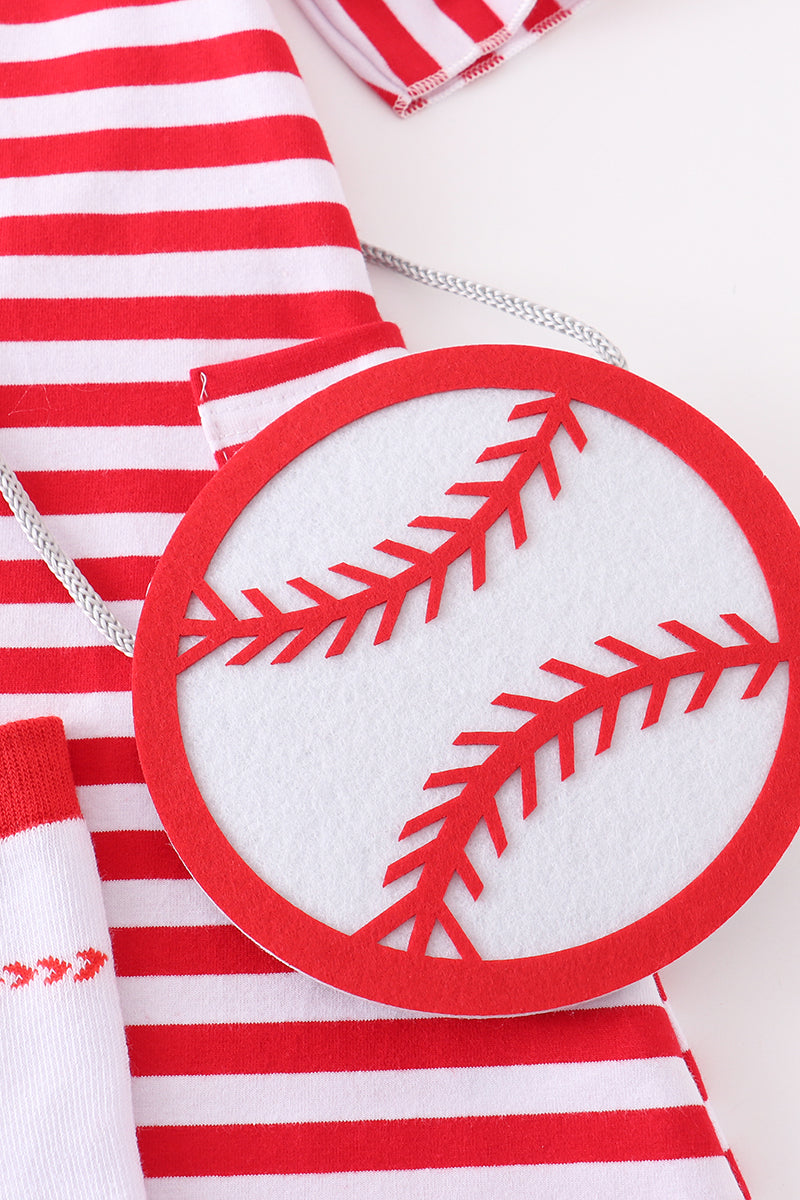 Red stripe baseball dress 3piece set bag and socks included