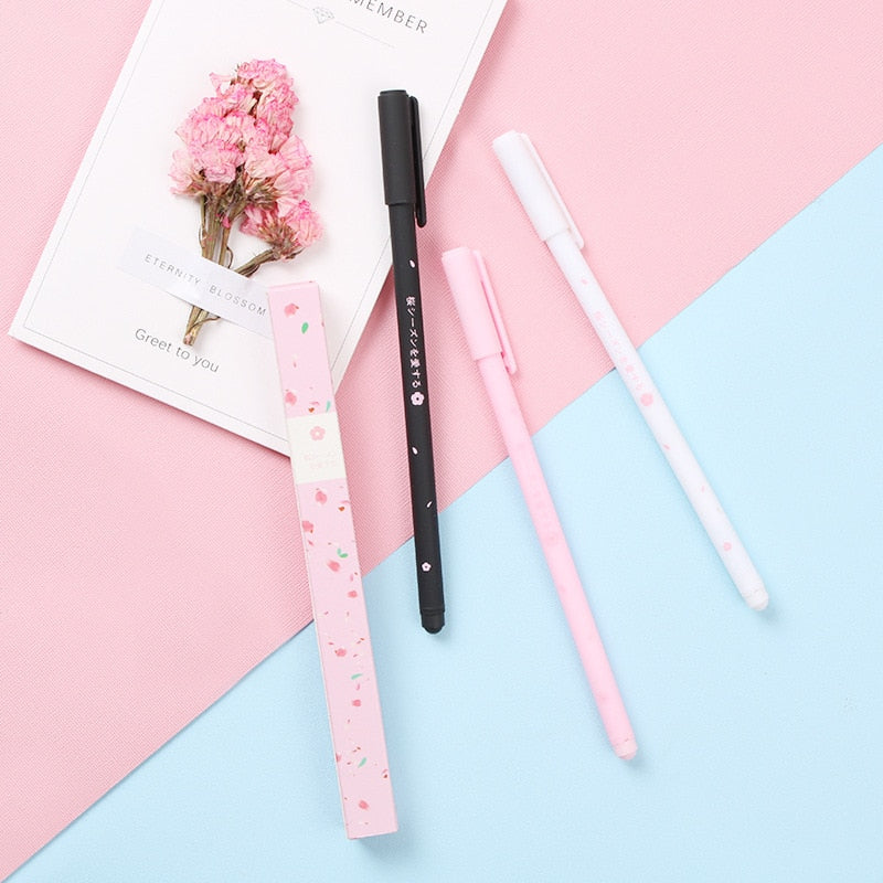 0.38mm Sweet Kawaii Cherry Blossom Gel Ink Pens Cute Sakura Pen Business Signature Pen School Office Writing Supplies Stationery