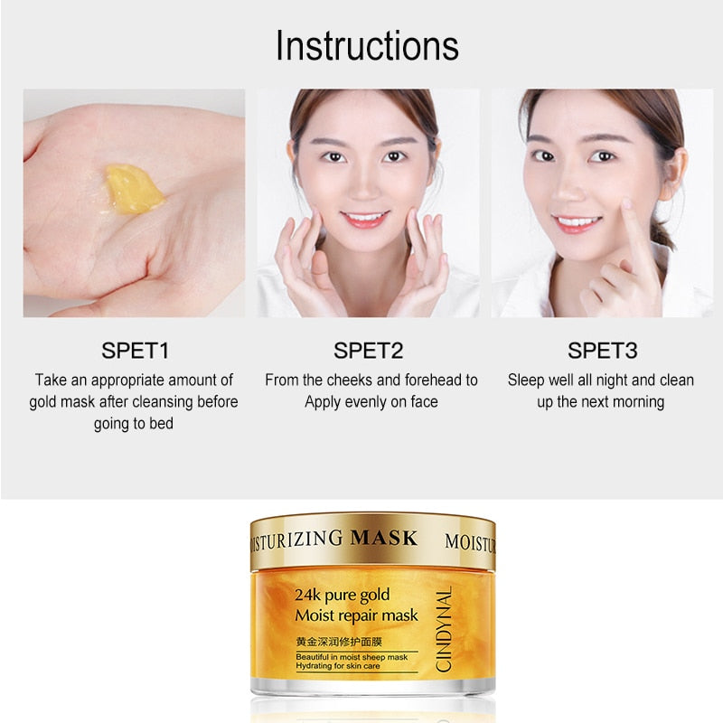 24k Gold Serum Cream Sleeping Mask Face Cream Collagen Anti-Wrinkle Whitening Facial Cream Deep Moisturizing Shrink Pore TSLM2