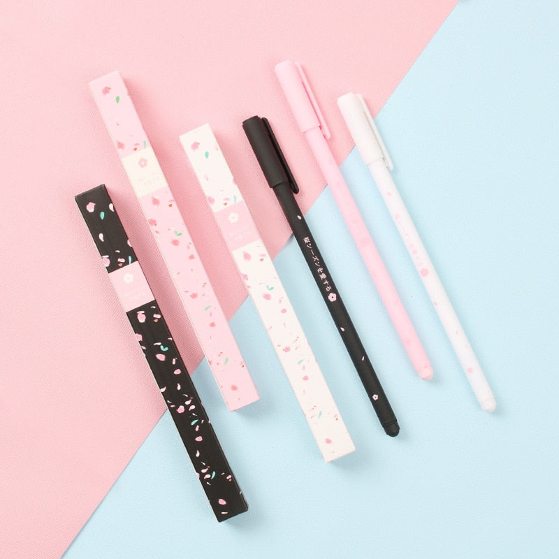 0.38mm Sweet Kawaii Cherry Blossom Gel Ink Pens Cute Sakura Pen Business Signature Pen School Office Writing Supplies Stationery