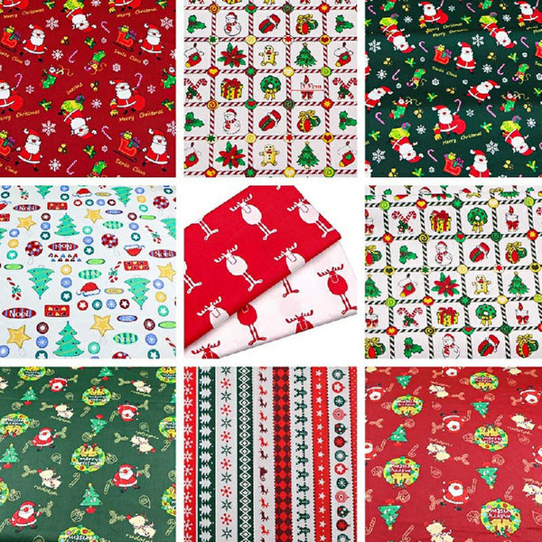 10 pcs Christmas Polycotton Fabric Sqauare Bundles Fat Quarters 50CM Squares Craftswork