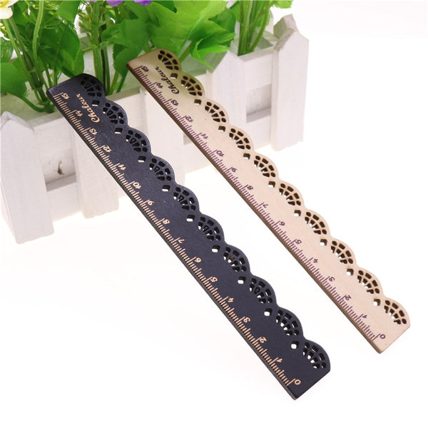 1 Pcs Cute Wooden Ruler Kawaii Retro Sweet Lace Ruler School Office Supplies Planner Accessories Student Prizes LACE RULER