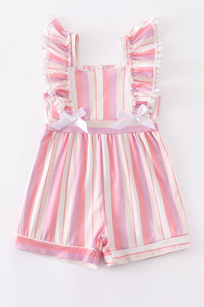 Pink stripe ruffle jumpsuit