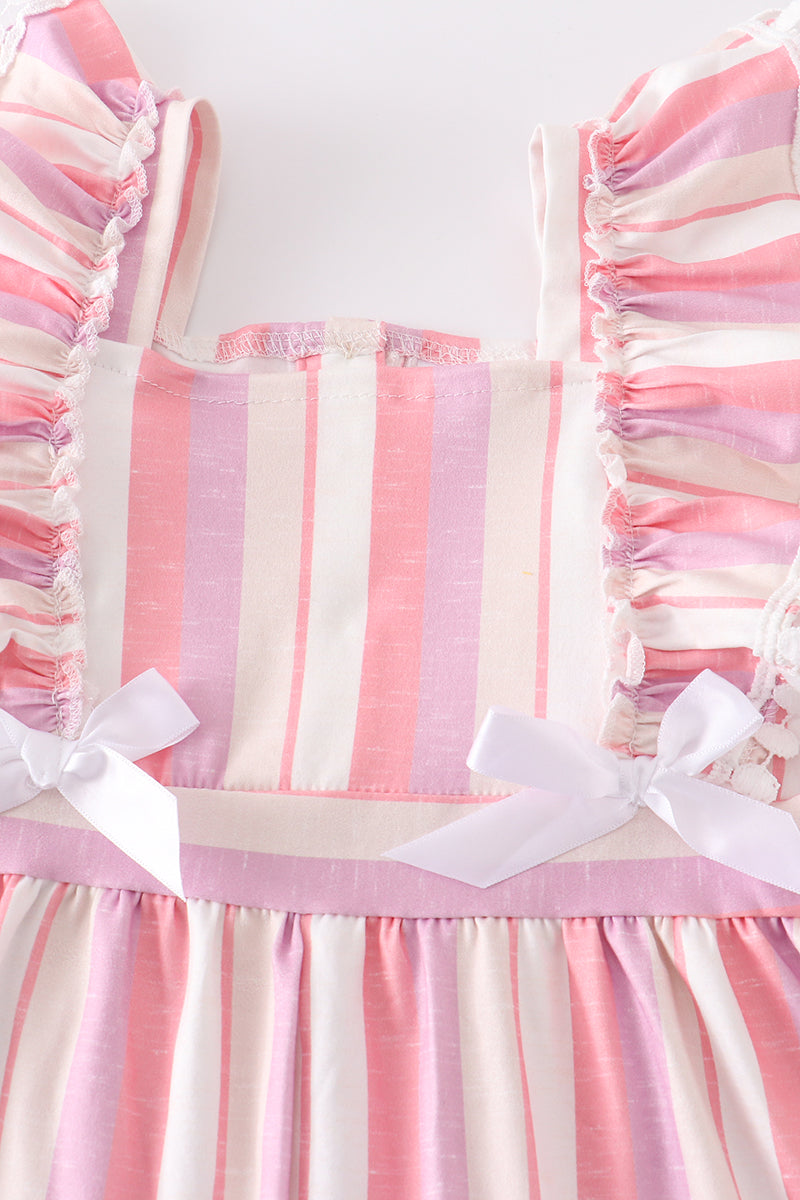 Pink stripe ruffle jumpsuit