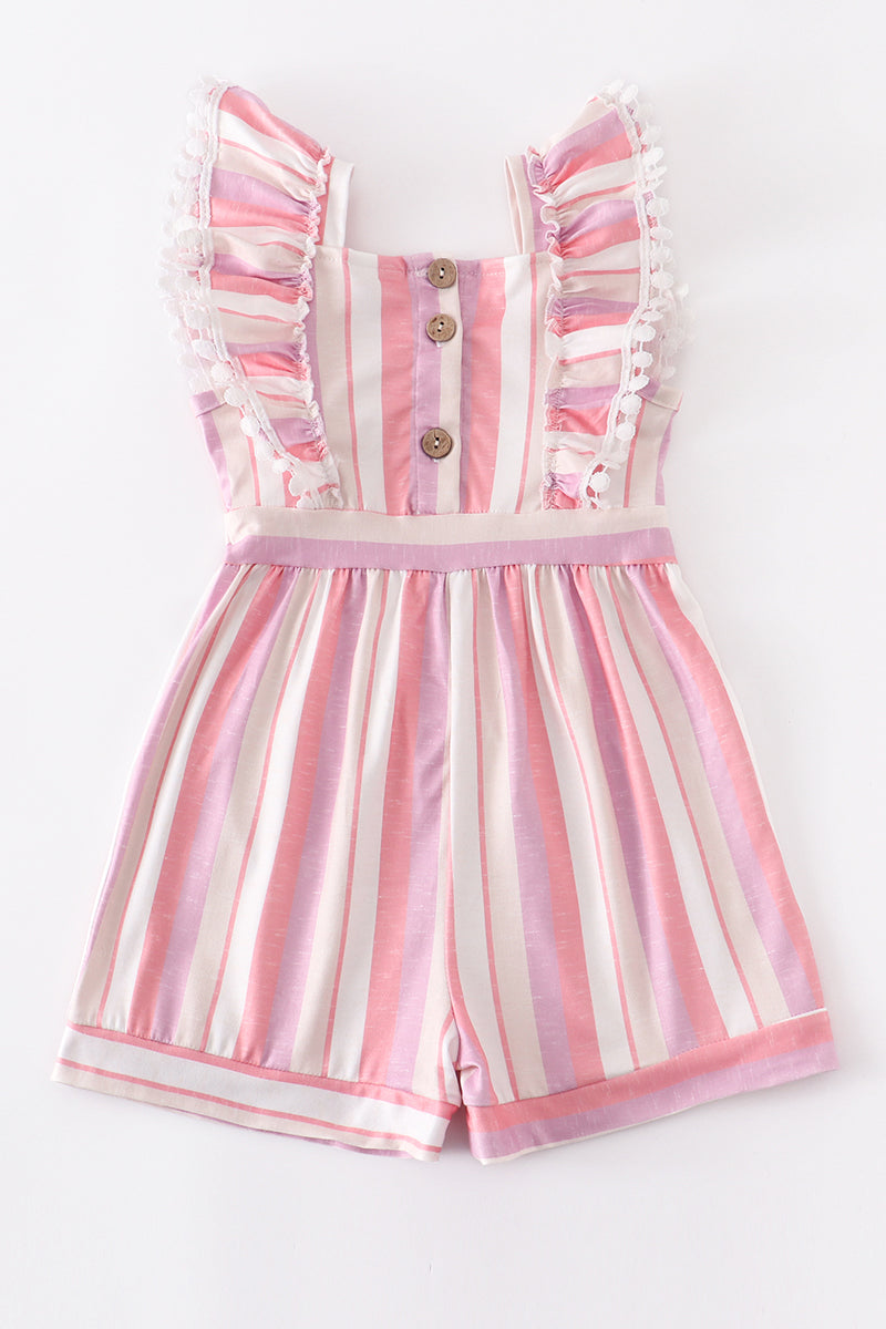 Pink stripe ruffle jumpsuit