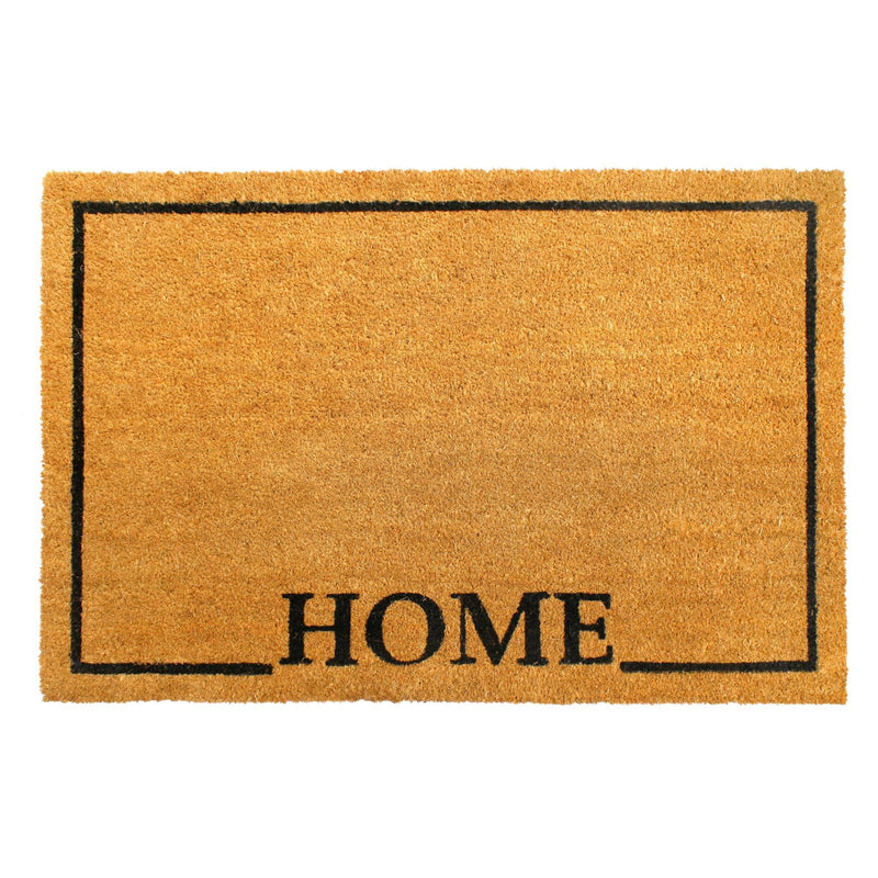 RugSmith Natural Black Home Square Coir Doormat, 24" x 36"Heart