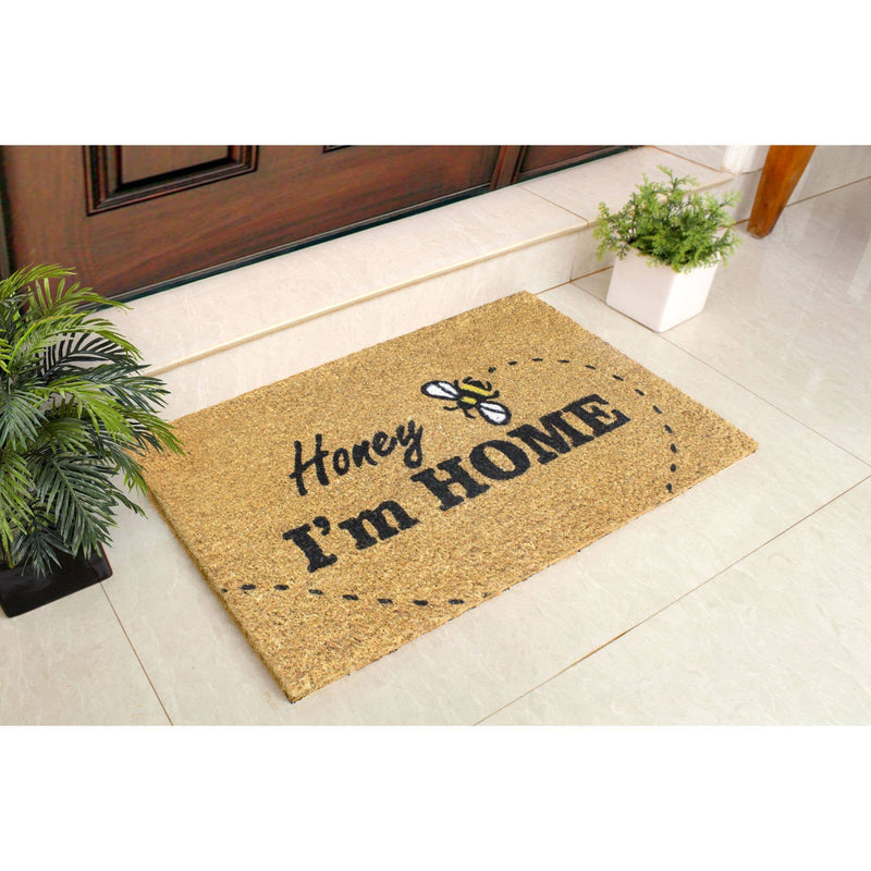 RugSmith Black Honey, I am home Doormat, 18" x 30"Heart