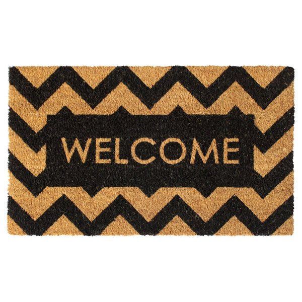 RugSmith Black Herringbone Welcome Doormat, 18" x 30"Heart