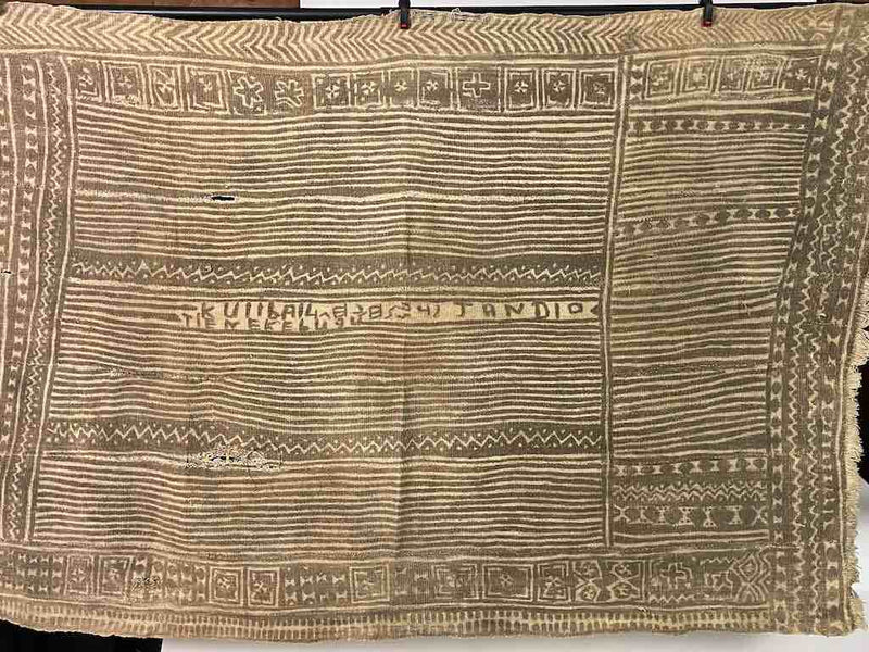 Vintage Traditional Bogolan Mudcloth Mali African Textile | 51 x 37"Heart