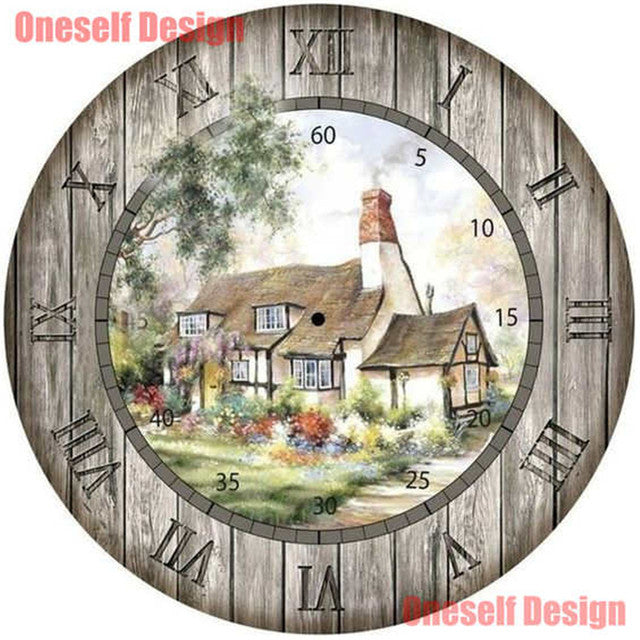 new 5d diamond embroidery full clock house picture of rhinestones diy diamond painting full clock decoration home wall sticker