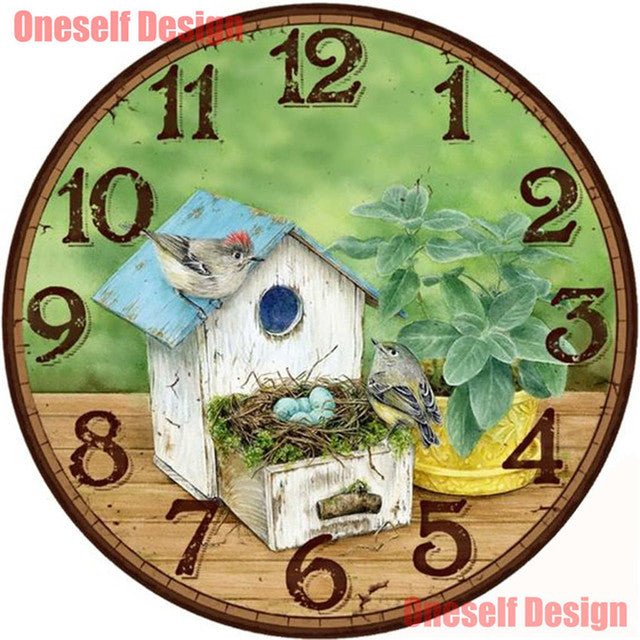 new 5d diamond embroidery full clock house picture of rhinestones diy diamond painting full clock decoration home wall sticker