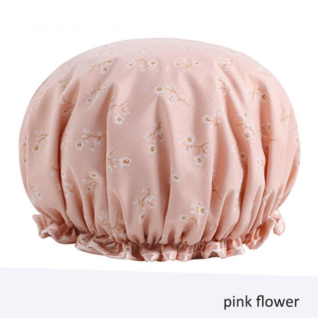 Thick 1Pcs Waterproof Bath Hat Double Layer Shower Hair Cover Women Supplies Shower Cap Bathroom Accessories