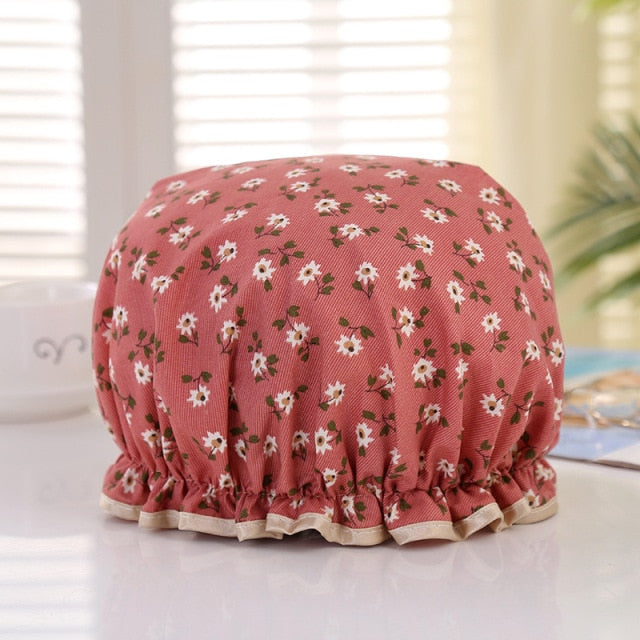 Thick 1Pcs Waterproof Bath Hat Double Layer Shower Hair Cover Women Supplies Shower Cap Bathroom Accessories