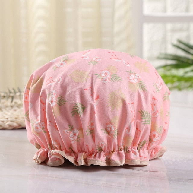 Thick 1Pcs Waterproof Bath Hat Double Layer Shower Hair Cover Women Supplies Shower Cap Bathroom Accessories