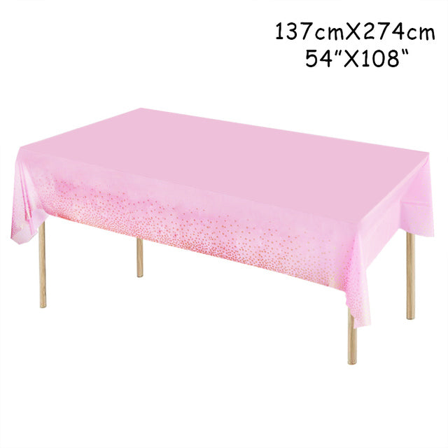 Rose Gold Dot Gilded Tablecloth 137*274cm Disposable Table cloth Kids Birthday Party Supplies Baby Shower Wedding Home Decor