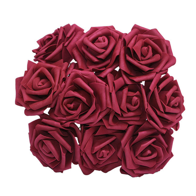 10/20/30Pcs 8cm Artificial PE Foam Rose Flowers Bridal Bouquets For Wedding Table Home Party Decorations DIY Scrapbook Supplies