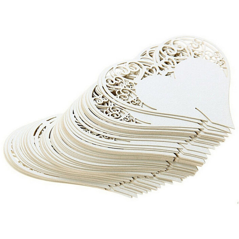 50pcs/set Wedding Table Decoration Place Cards Laser Cut Bird Heart Floral Wine Glass Place Cards For Wedding Party Decoration