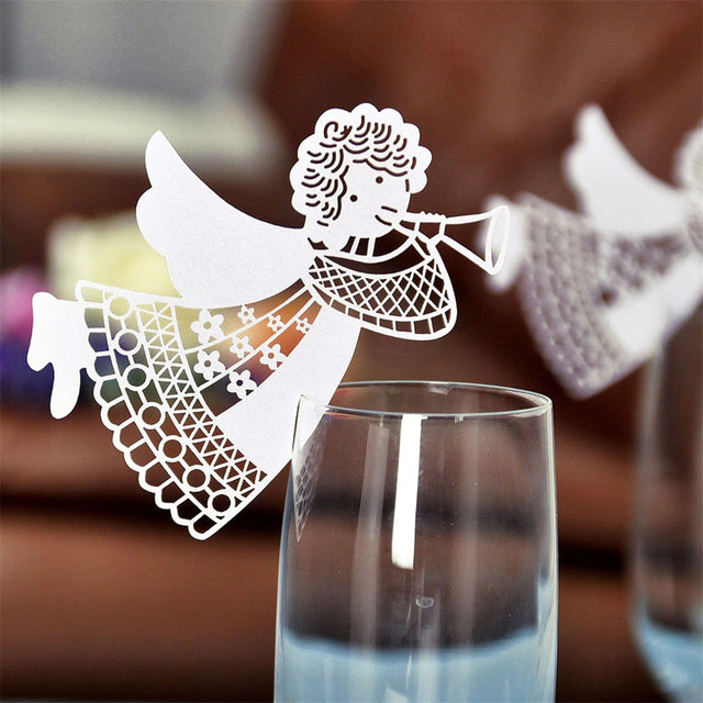 50pcs/set Wedding Table Decoration Place Cards Laser Cut Bird Heart Floral Wine Glass Place Cards For Wedding Party Decoration