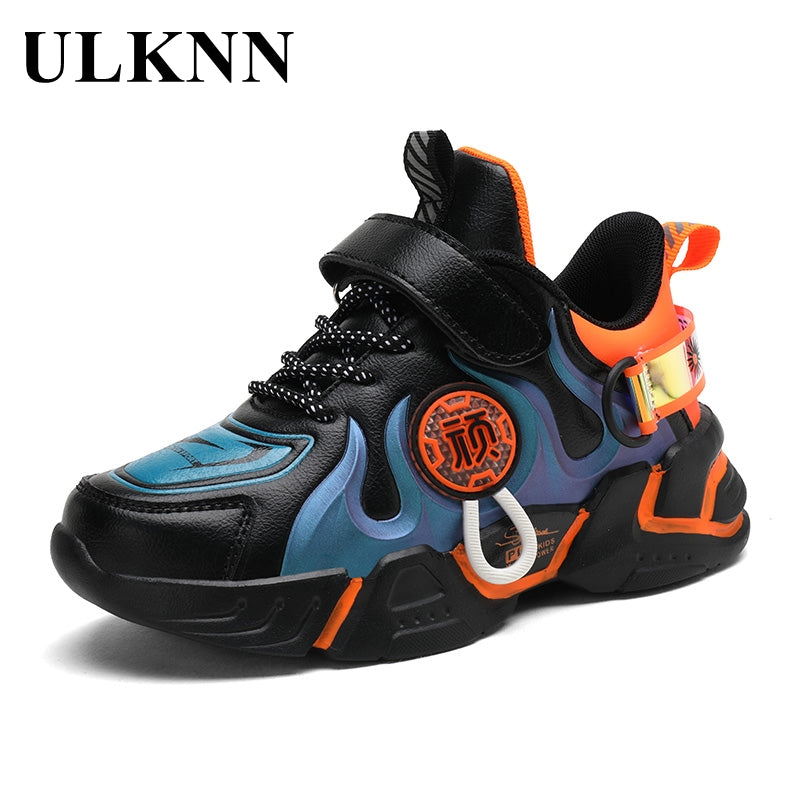 Children&#39;s Sneakers 2021 Boys Sports Shoes Autumn New Tide Leather Breathable Single Shoes Wear-resistant Kid&#39;s Sports Shoes