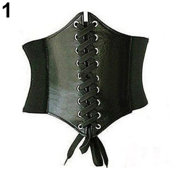 корсет underbust corset Sexy Vintage Faux Leather Wide Lace Up Waist Belt Shapewear Corset Body Shaper корсет женский винтаж