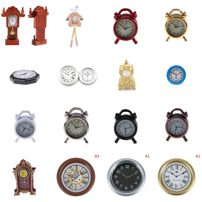 1:12 Dollhouse Miniature Wall Clock Desk clock Play Doll House Miniaturas Home Decor Accessories Toy Pretend Play Furniture Toy