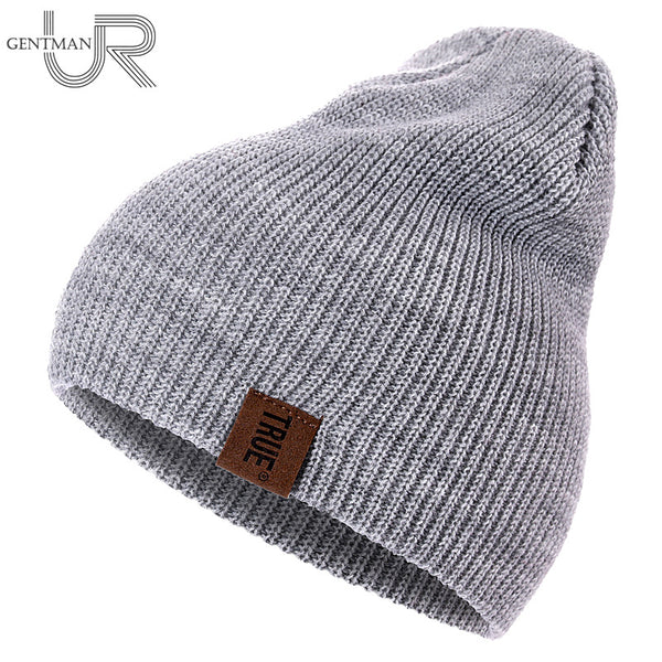 1 Pcs Hat PU Letter Casual Beanies For Men Women Warm Knitted Winter Hat Fashion Solid Hip-hop Beanie Hat Unisex Cap