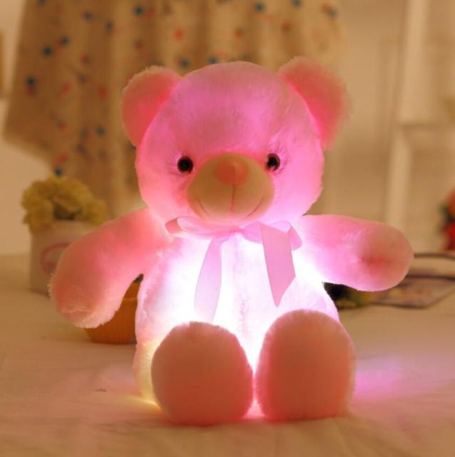 30CM Luminous Plush Toys Light Up LED Colorful Glowing Teddy Bear Stuffed Animal Doll Kids Christmas Gift For Children Girls