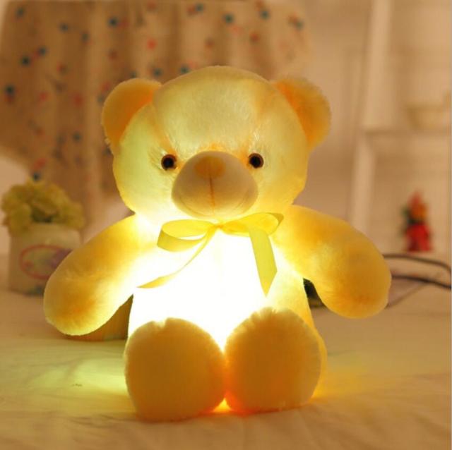 30CM Luminous Plush Toys Light Up LED Colorful Glowing Teddy Bear Stuffed Animal Doll Kids Christmas Gift For Children Girls