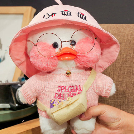 Kawaii Cartoon LaLafanfan 30cm Cafe Duck Plush Toy Stuffed Soft Kawaii Duck Doll Animal Pillow Birthday Gift for Kids Children