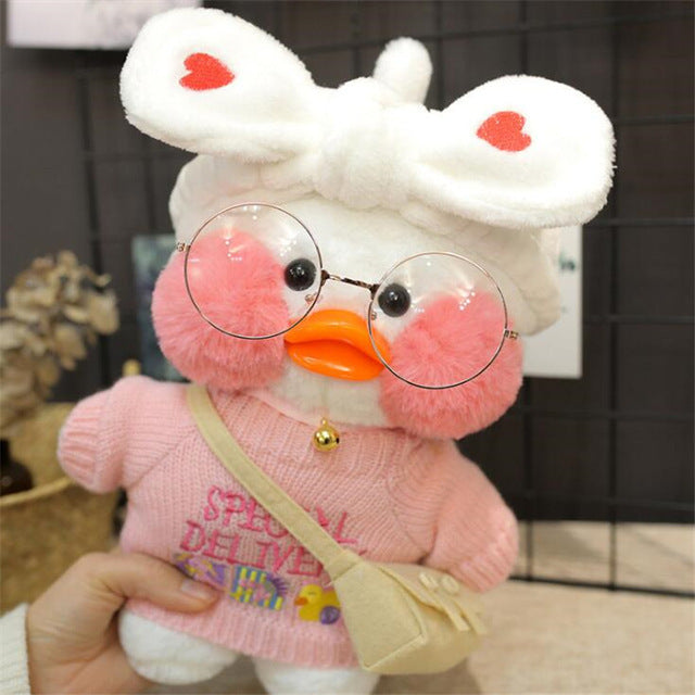 Kawaii Cartoon LaLafanfan 30cm Cafe Duck Plush Toy Stuffed Soft Kawaii Duck Doll Animal Pillow Birthday Gift for Kids Children