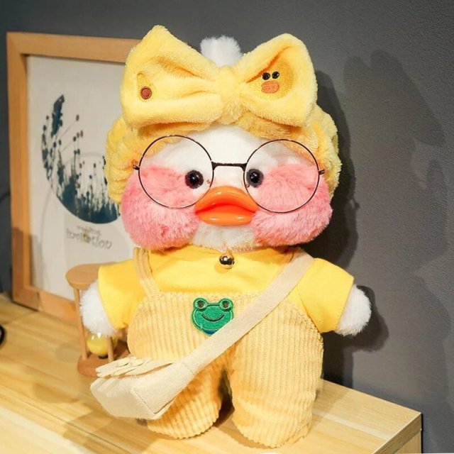 Kawaii Cartoon LaLafanfan 30cm Cafe Duck Plush Toy Stuffed Soft Kawaii Duck Doll Animal Pillow Birthday Gift for Kids Children