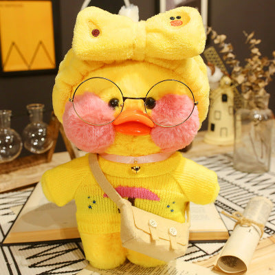 Kawaii Cartoon LaLafanfan 30cm Cafe Duck Plush Toy Stuffed Soft Kawaii Duck Doll Animal Pillow Birthday Gift for Kids Children