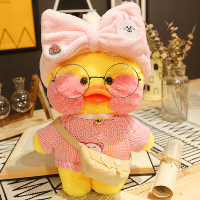 Kawaii Cartoon LaLafanfan 30cm Cafe Duck Plush Toy Stuffed Soft Kawaii Duck Doll Animal Pillow Birthday Gift for Kids Children