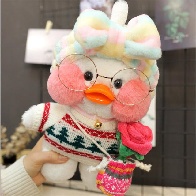 Kawaii Cartoon LaLafanfan 30cm Cafe Duck Plush Toy Stuffed Soft Kawaii Duck Doll Animal Pillow Birthday Gift for Kids Children