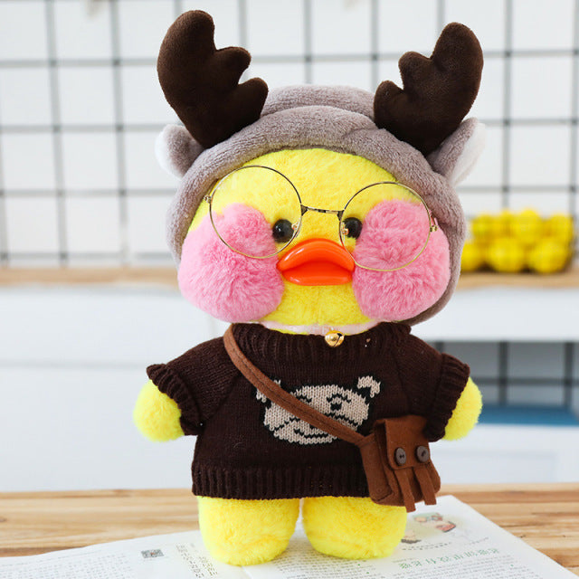 Kawaii Cartoon LaLafanfan 30cm Cafe Duck Plush Toy Stuffed Soft Kawaii Duck Doll Animal Pillow Birthday Gift for Kids Children