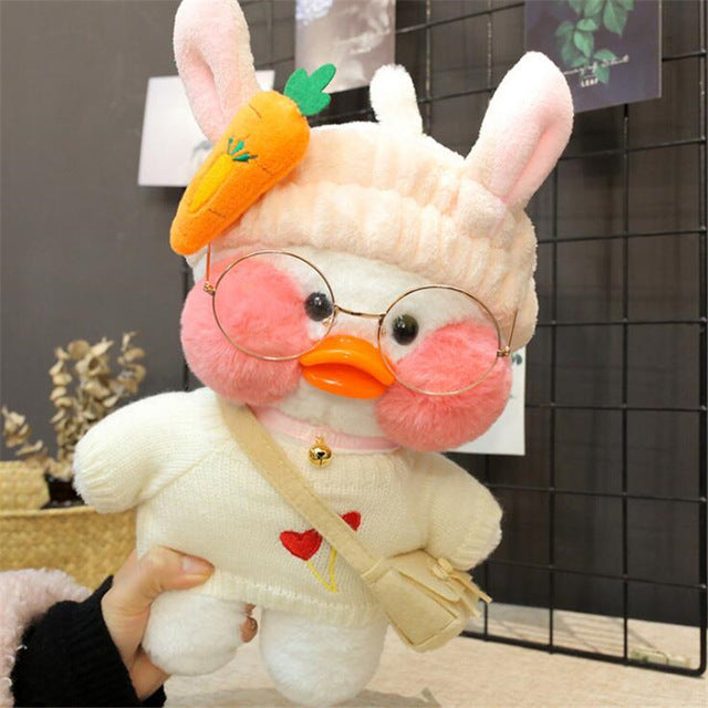 Kawaii Cartoon LaLafanfan 30cm Cafe Duck Plush Toy Stuffed Soft Kawaii Duck Doll Animal Pillow Birthday Gift for Kids Children