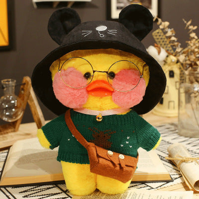 Kawaii Cartoon LaLafanfan 30cm Cafe Duck Plush Toy Stuffed Soft Kawaii Duck Doll Animal Pillow Birthday Gift for Kids Children