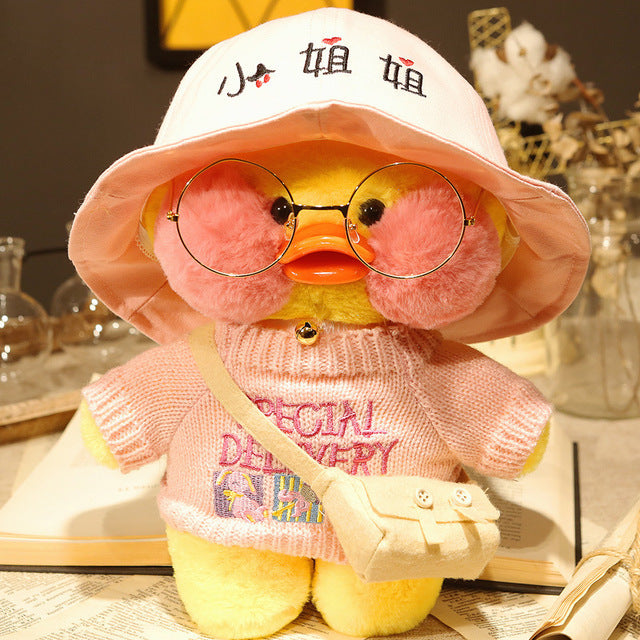 Kawaii Cartoon LaLafanfan 30cm Cafe Duck Plush Toy Stuffed Soft Kawaii Duck Doll Animal Pillow Birthday Gift for Kids Children